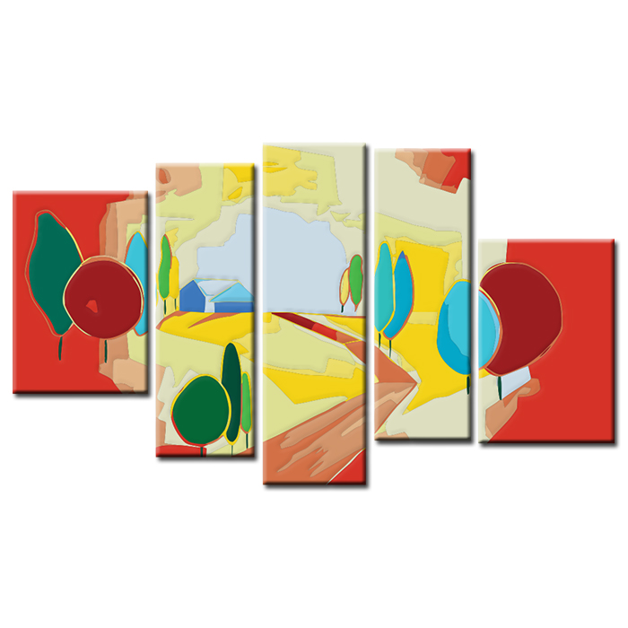 Malen nach Zahlen Kunst Illustration Farbige Landschaft 5-teilig