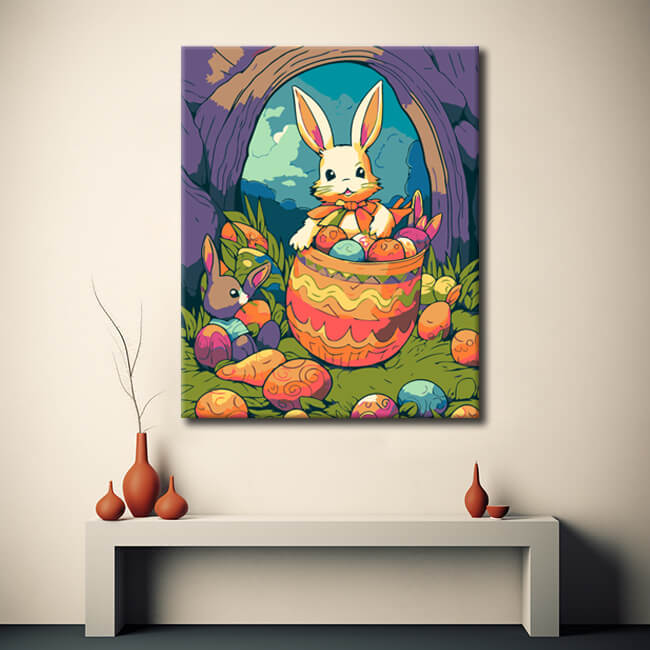 Malen nach Zahlen für Kinder Hase Ostern