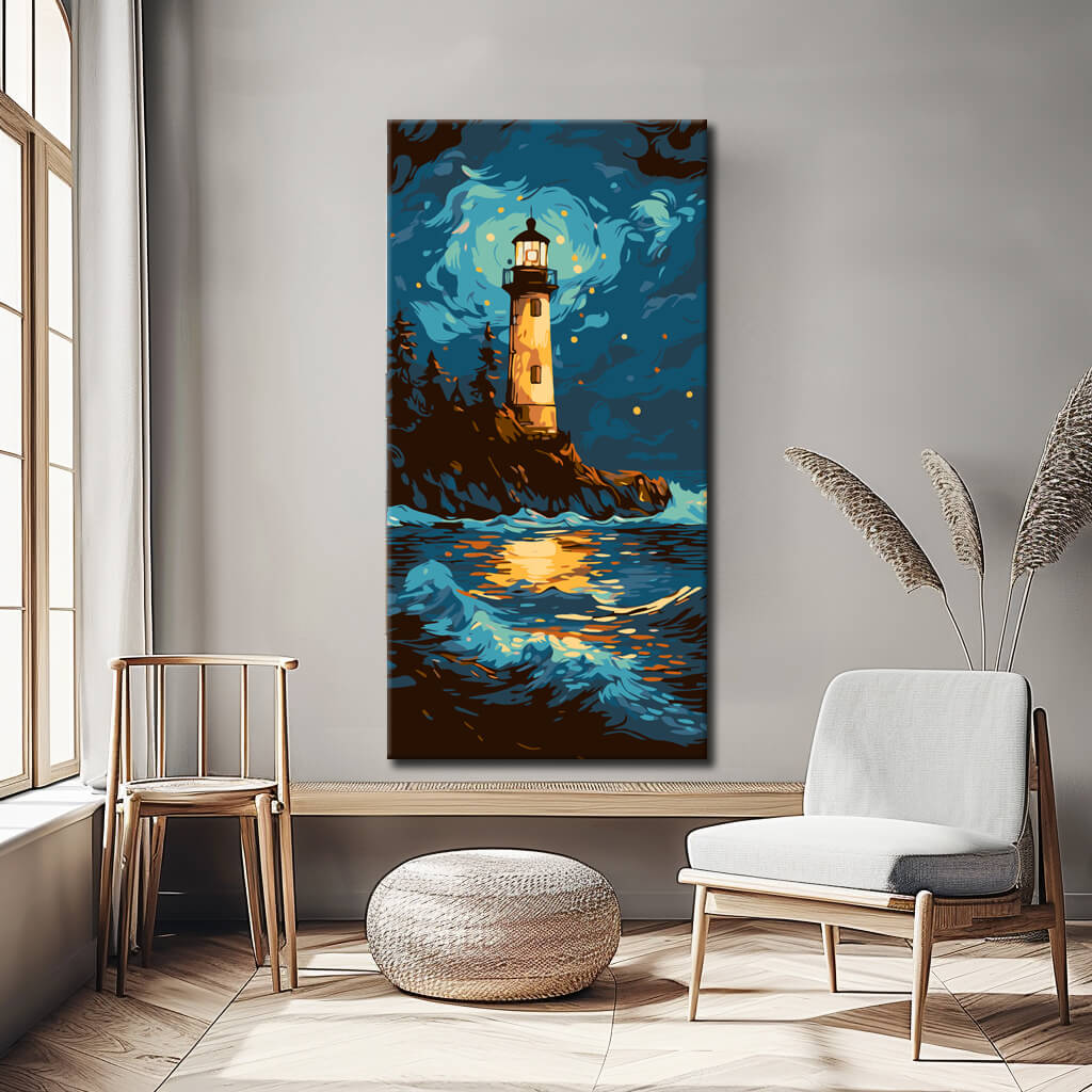 Painting by numbers lighthouse at night