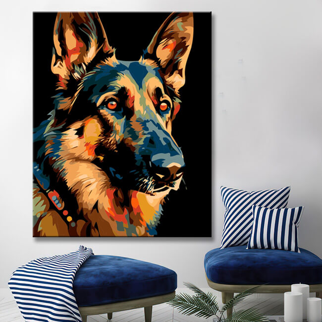Paint by Numbers - Buy German Shepherd in Picasso-style | Online Shop
