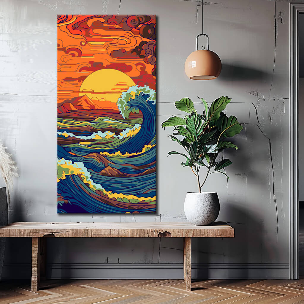 Painting by numbers painting sunset by the sea
