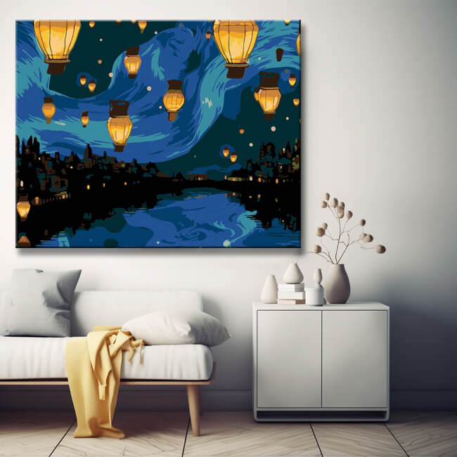 Moonlight Old Town - Painting by Numbers