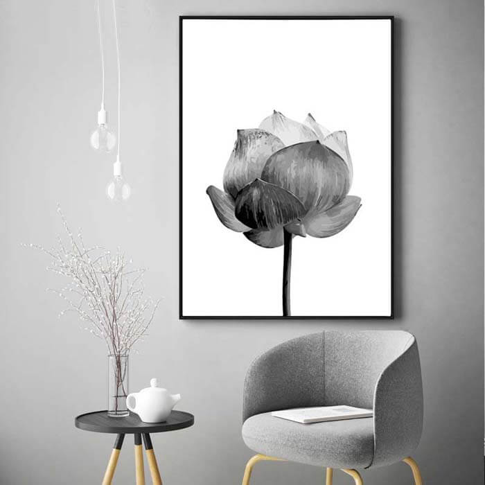 Malen Nach Zahlen Blume Schwarz Weiss