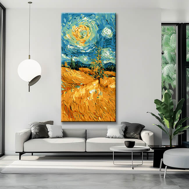 Painting by Numbers Panorama Wheat Field in Van Gogh Style